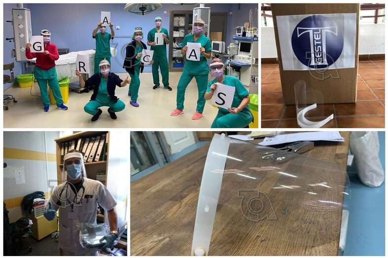 Los profesionales dan las gracias por la donación de pantallas protectoras (Foto TA)